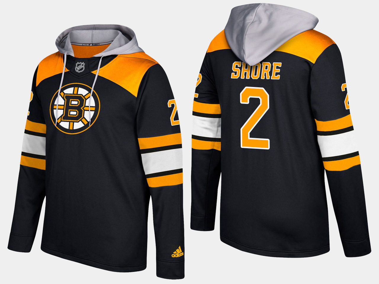 Men NHL Boston bruins retired #2 eddie shore black hoodie->boston bruins->NHL Jersey